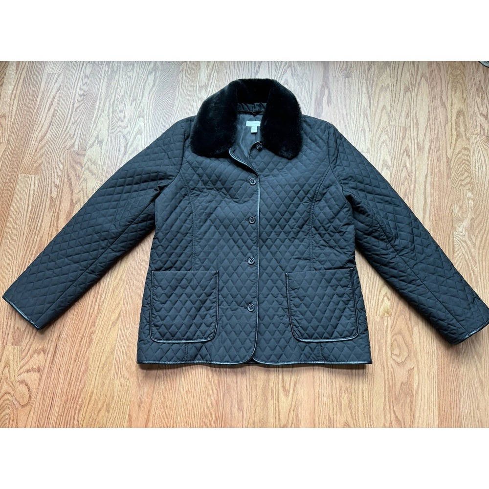 Quilted Jacket Women's Size Large Faux Fur Lightweight Macy’s Charter Club